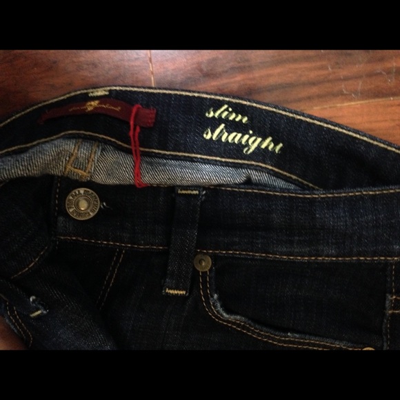 7 For All Mankind Slim Straight Denim Dark Wash - Picture 3 of 5